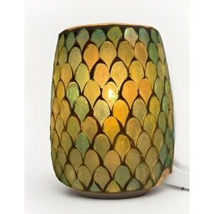 Scentsy Mosaic Mermaid Glass Warmer Green Glass Scales Effect Preowned No Box